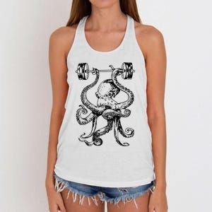 Octopus Weight Lifting Fitness Gym Workout Women's Knotted Racerback Tank