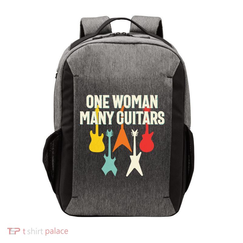 One Woman Many Guitars Romantic Guitarist Vector Backpack