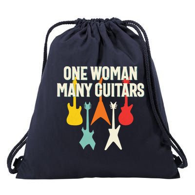 One Woman Many Guitars Romantic Guitarist Drawstring Bag