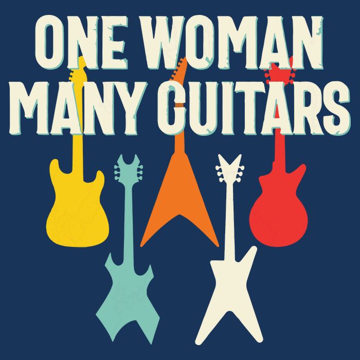 One Woman Many Guitars Romantic Guitarist Women's V-Neck T-Shirt