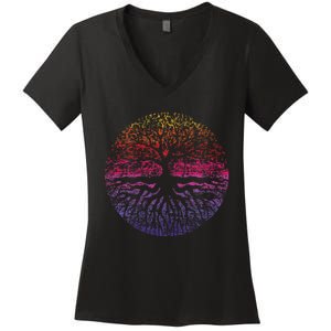 Outdoor Wildlife Nature Tree Leaves Forest Women's V-Neck T-Shirt