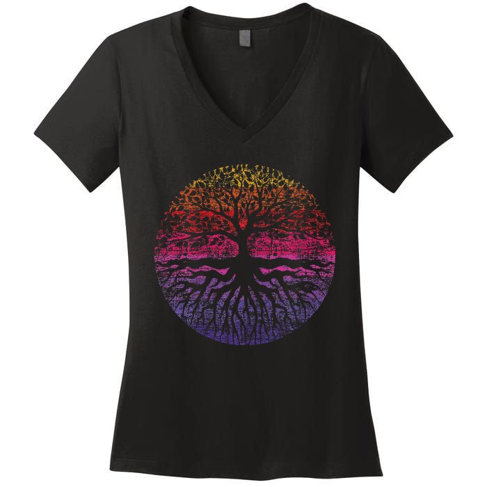 Outdoor Wildlife Nature Tree Leaves Forest Women's V-Neck T-Shirt