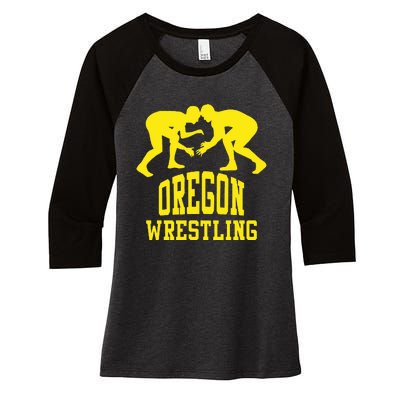 Oregon Wrestling Women's Tri-Blend 3/4-Sleeve Raglan Shirt