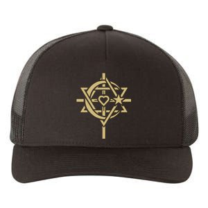 ONE WORLD ONE HUMANITY Interfaith LOVE is THE CENTER Yupoong Adult 5-Panel Trucker Hat