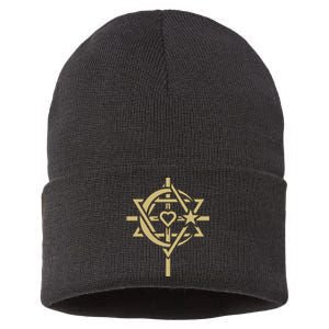 ONE WORLD ONE HUMANITY Interfaith LOVE is THE CENTER Sustainable Knit Beanie