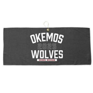 Okemos Wolves Okemos Michigan 2025 Large Microfiber Waffle Golf Towel