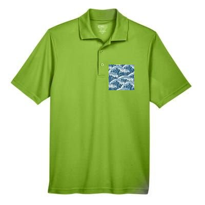 Ocean Wave Pattern Men's Origin Performance Piqué Polo