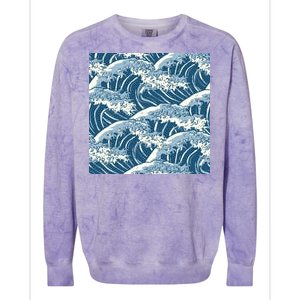 Ocean Wave Pattern Colorblast Crewneck Sweatshirt