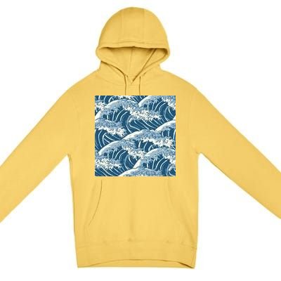 Ocean Wave Pattern Premium Pullover Hoodie