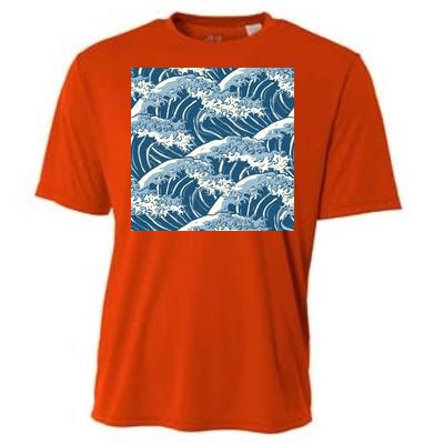 Ocean Wave Pattern Cooling Performance Crew T-Shirt