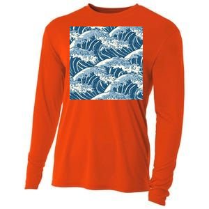 Ocean Wave Pattern Cooling Performance Long Sleeve Crew