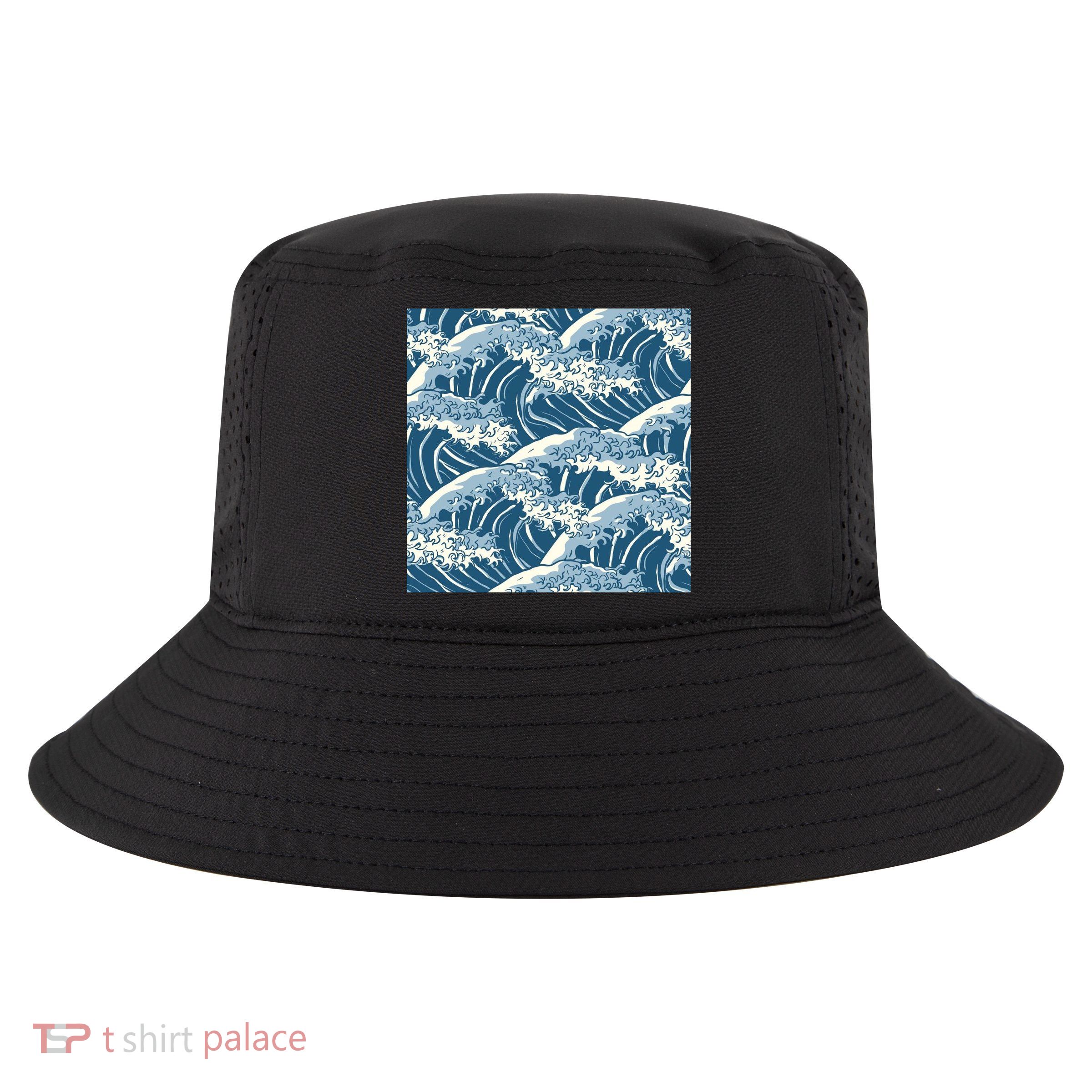 Ocean Wave Pattern Cool Comfort Performance Bucket Hat