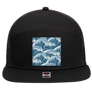 Ocean Wave Pattern 7 Panel Mesh Trucker Snapback Hat