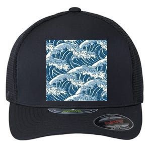 Ocean Wave Pattern Flexfit Unipanel Trucker Cap