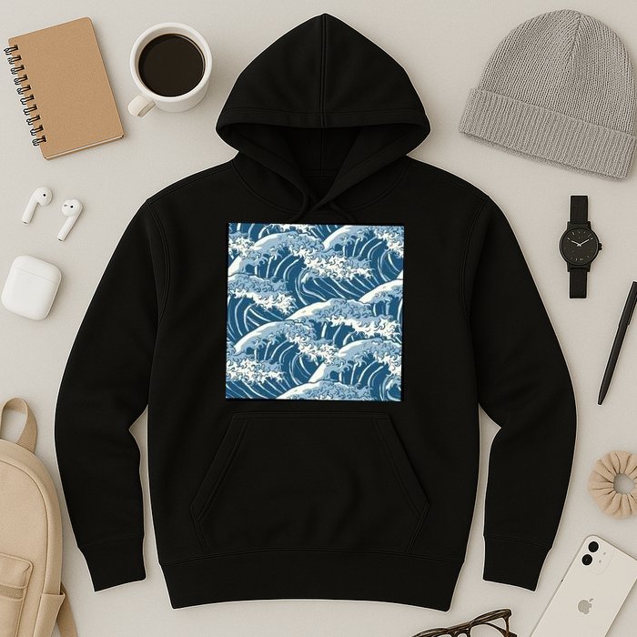 Ocean Wave Pattern Hoodie