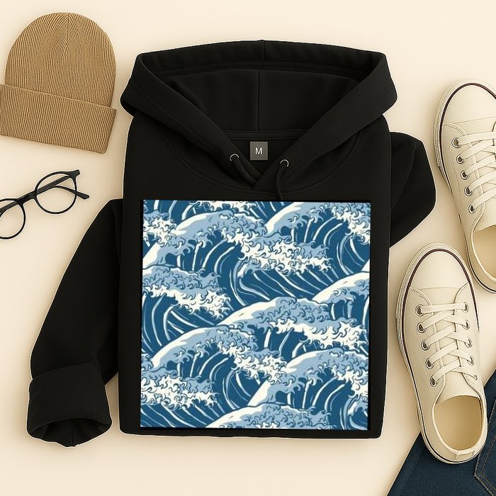 Ocean Wave Pattern Hoodie