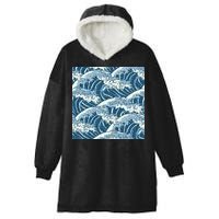 Ocean Wave Pattern Hooded Wearable Blanket
