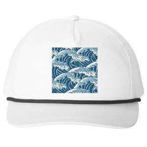 Ocean Wave Pattern Snapback Five-Panel Rope Hat