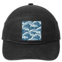Ocean Wave Pattern 7-Panel Snapback Hat