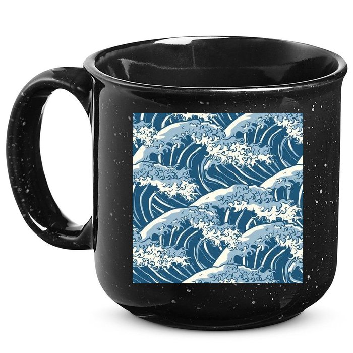 Ocean Wave Pattern 15oz Campfire Ceramic Mug