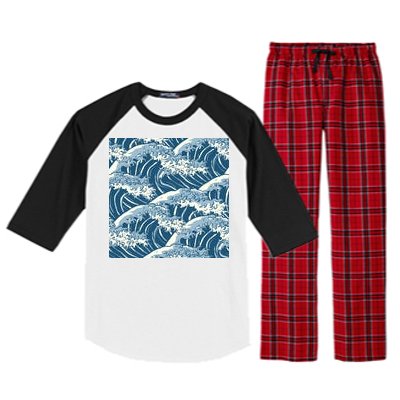 Ocean Wave Pattern Raglan Sleeve Pajama Set