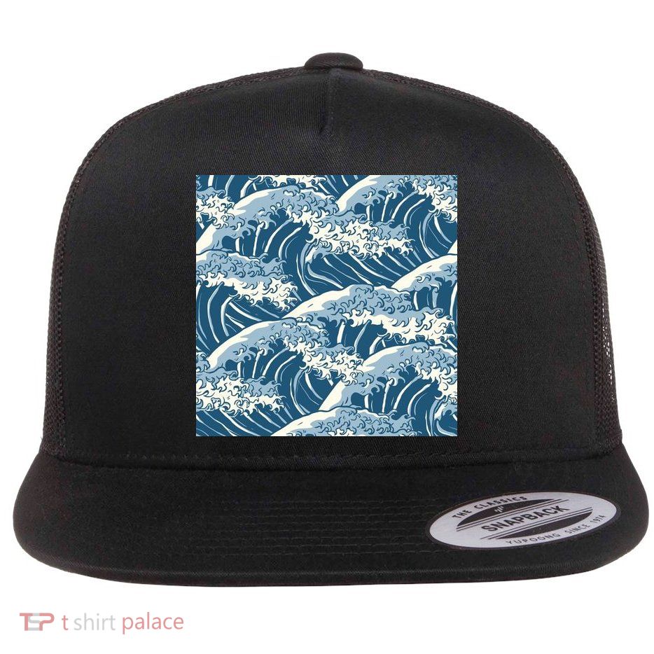 Ocean Wave Pattern Flatbill Hat