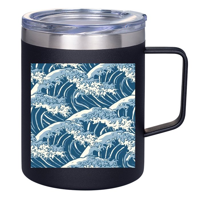 Ocean Wave Pattern 12oz Stainless Steel Coffee Mug