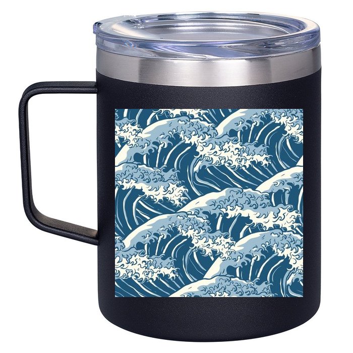 Ocean Wave Pattern 12oz Stainless Steel Coffee Mug