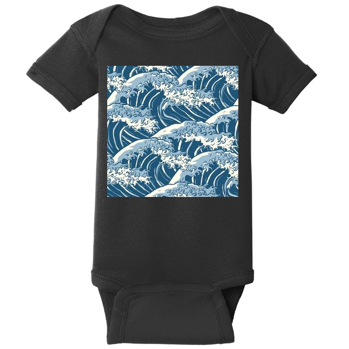 Ocean Wave Pattern Baby Bodysuit