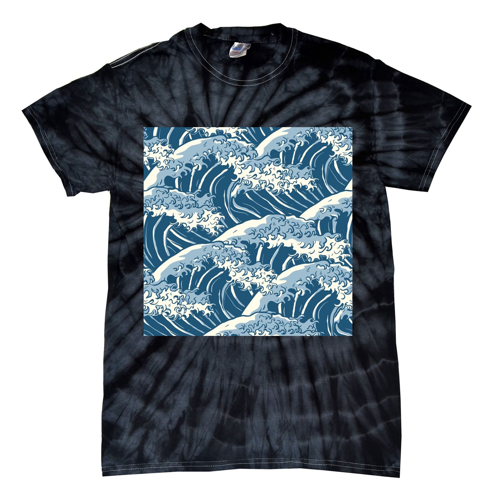 Ocean Wave Pattern Tie-Dye T-Shirt