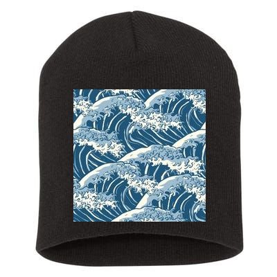 Ocean Wave Pattern Short Acrylic Beanie