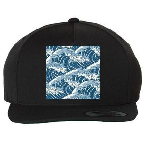 Ocean Wave Pattern Wool Snapback Cap