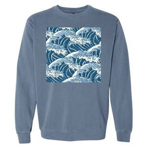 Ocean Wave Pattern Garment-Dyed Sweatshirt