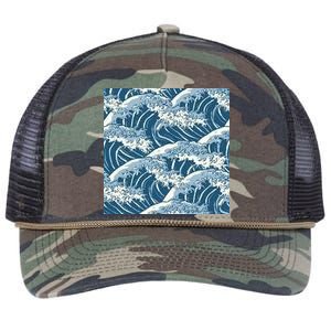 Ocean Wave Pattern Retro Rope Trucker Hat Cap