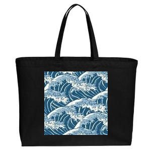 Ocean Wave Pattern Cotton Canvas Jumbo Tote