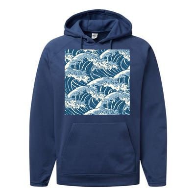 Ocean Wave Pattern Performance Fleece Hoodie