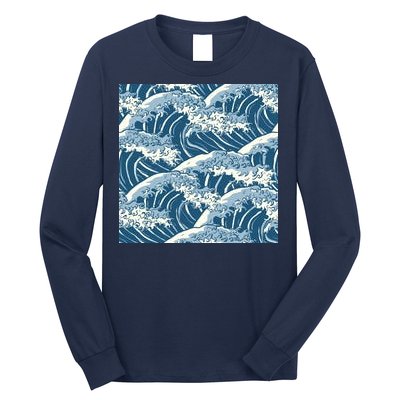 Ocean Wave Pattern Long Sleeve Shirt