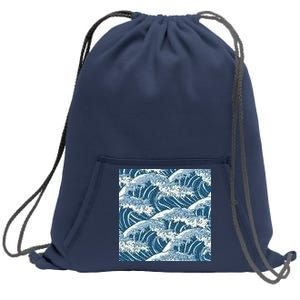 Ocean Wave Pattern Sweatshirt Cinch Pack Bag