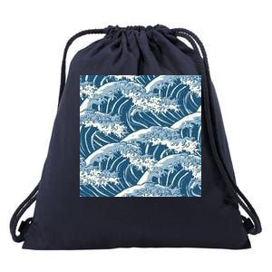 Ocean Wave Pattern Drawstring Bag