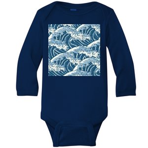 Ocean Wave Pattern Baby Long Sleeve Bodysuit