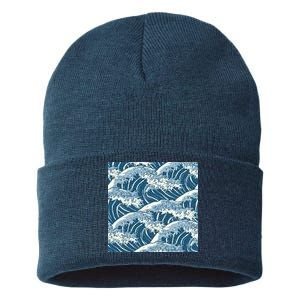 Ocean Wave Pattern Sustainable Knit Beanie