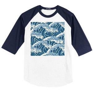 Ocean Wave Pattern Baseball Sleeve Shirt