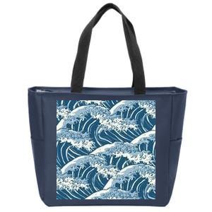 Ocean Wave Pattern Zip Tote Bag