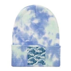 Ocean Wave Pattern Tie Dye 12in Knit Beanie