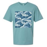 Ocean Wave Pattern Sueded Cloud Jersey T-Shirt