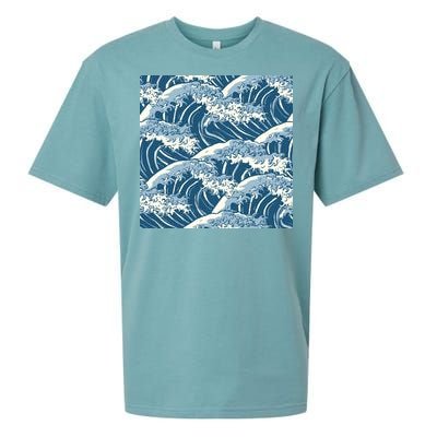 Ocean Wave Pattern Sueded Cloud Jersey T-Shirt