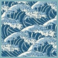Ocean Wave Pattern Sueded Cloud Jersey T-Shirt