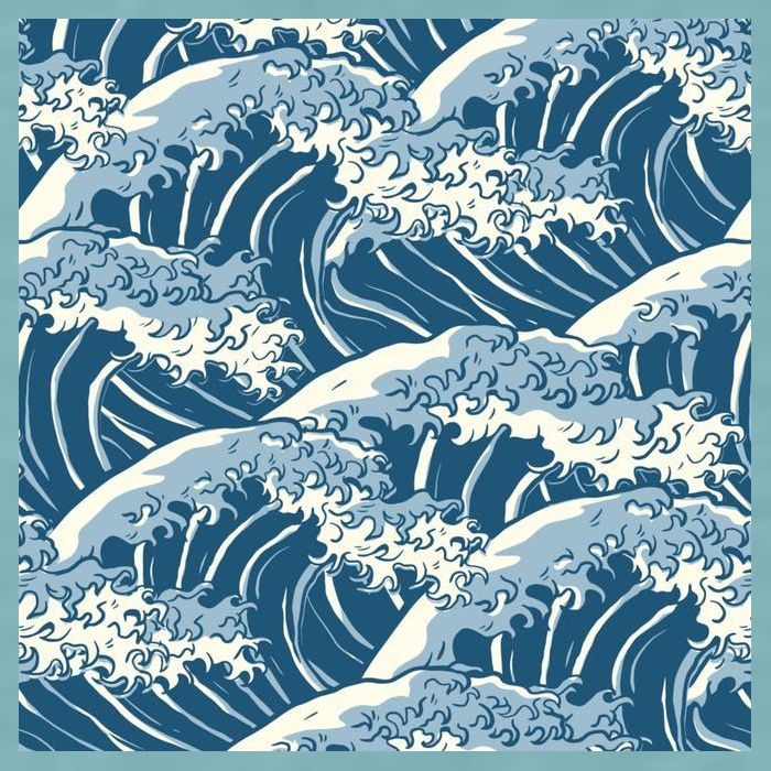 Ocean Wave Pattern Sueded Cloud Jersey T-Shirt