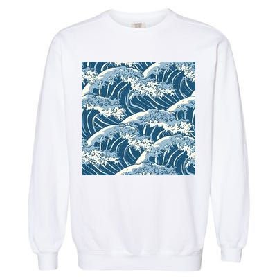 Ocean Wave Pattern Garment-Dyed Sweatshirt