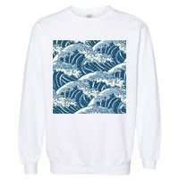 Ocean Wave Pattern Garment-Dyed Sweatshirt